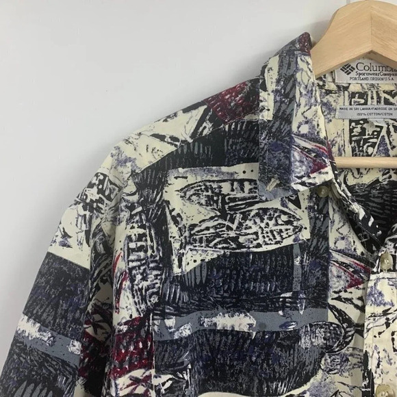 Columbia Men's Vintage Fish Outdoors Print Cotton Short Sleeve Button Up Size L‎ - Picture 3 of 11